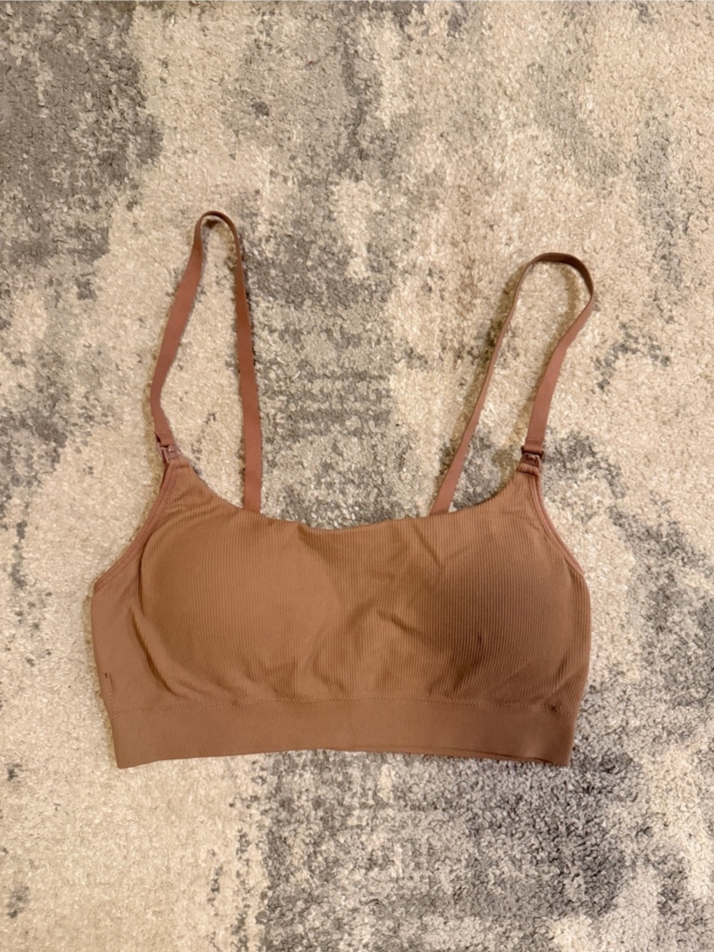 Momanda Nursing A128 Ribbed Bra Top in Brown Size XL